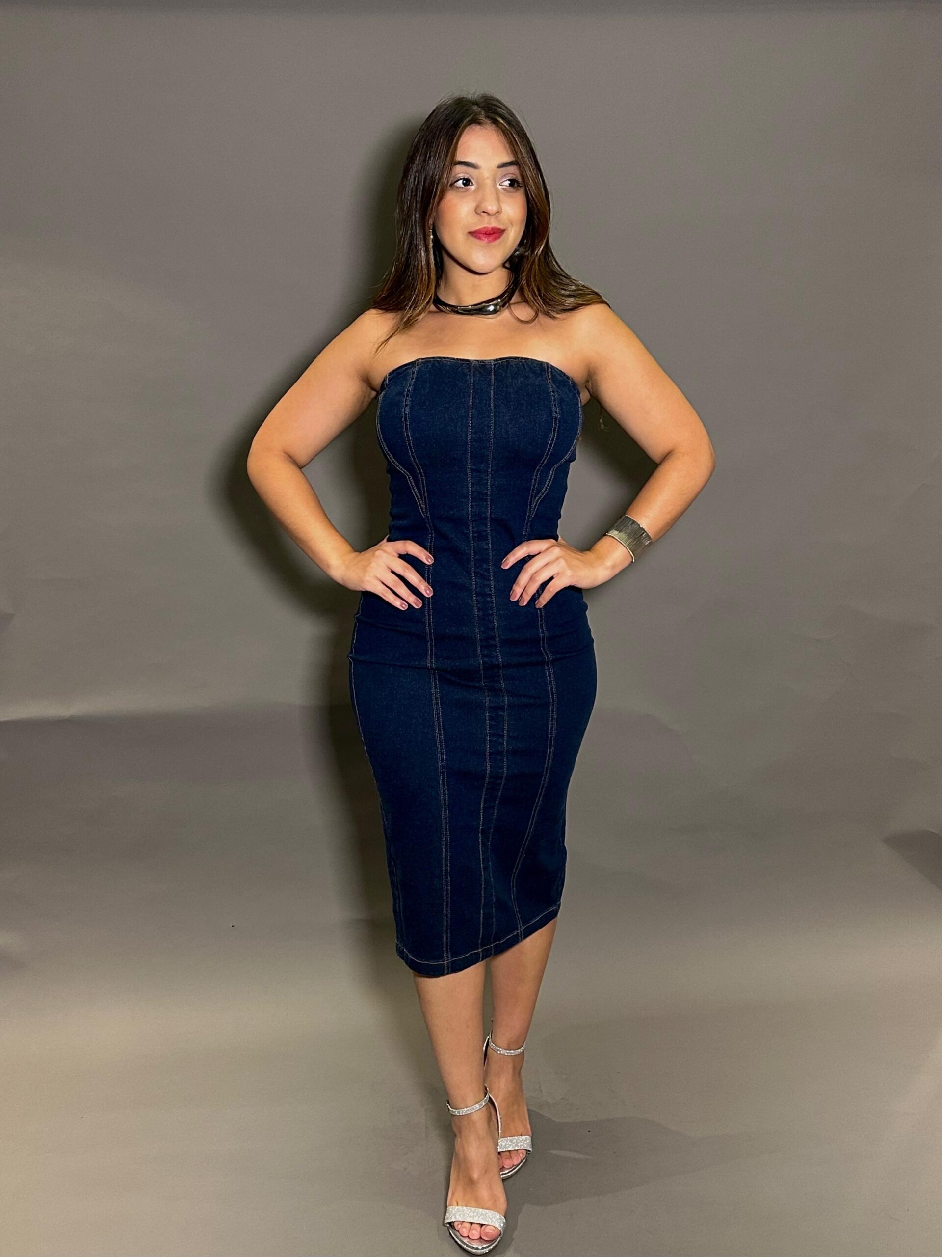 VESTIDO JEANS STRAPLESS - Imagem 3