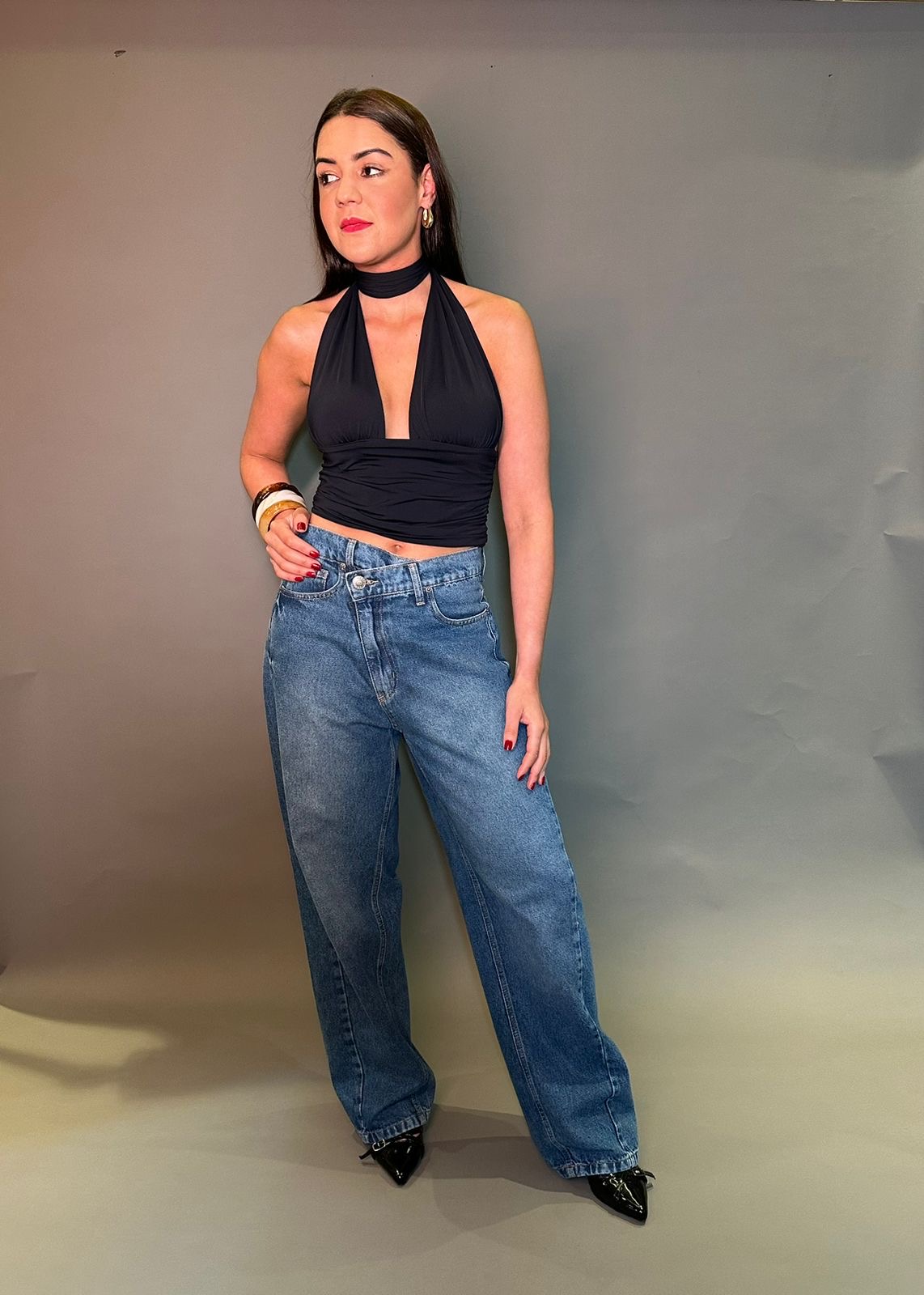 CALÇA JEANS CÓS TRANSVERSAL
