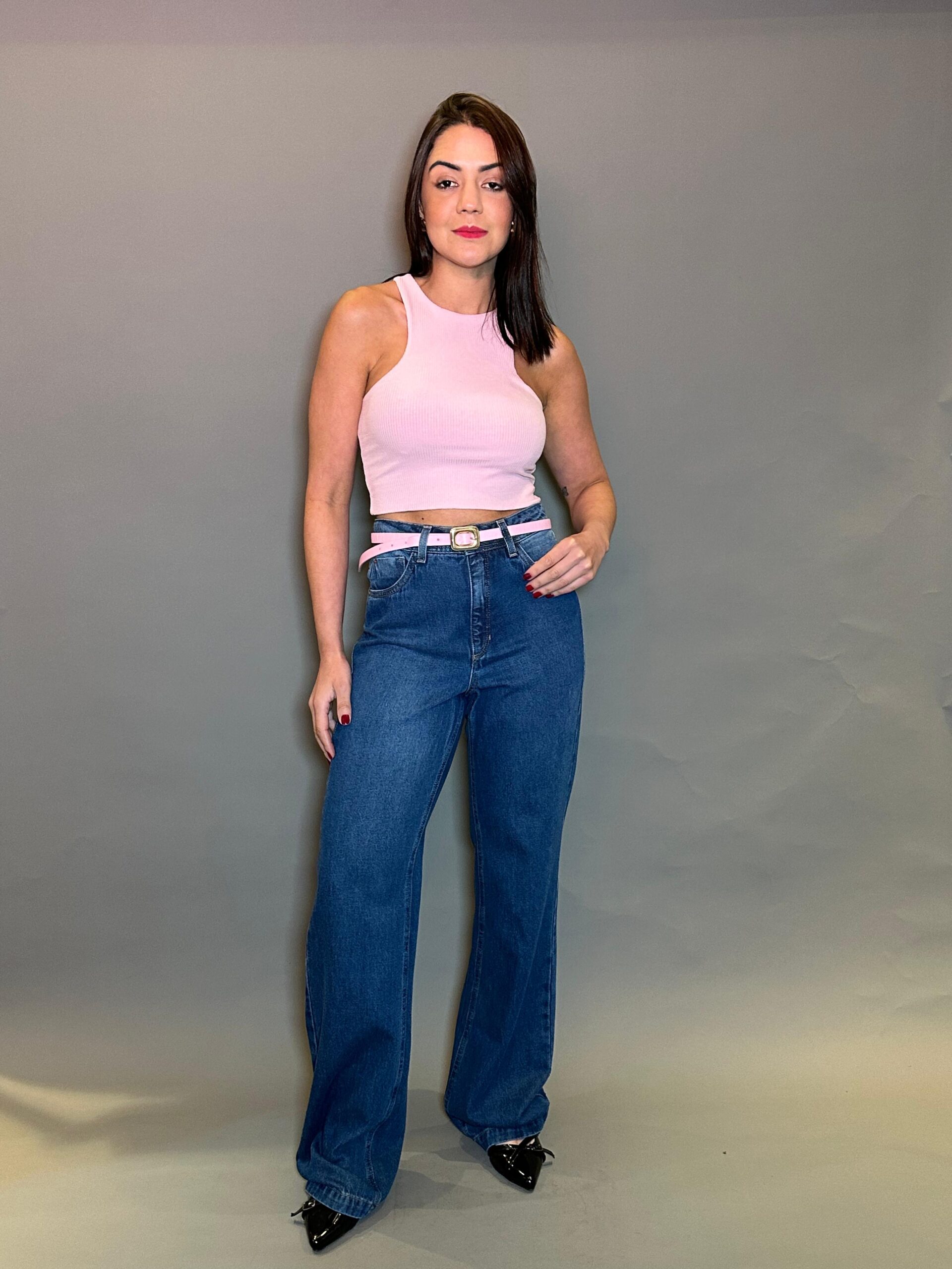 CALÇA WIDE LEG LAVAGEM ESCURA