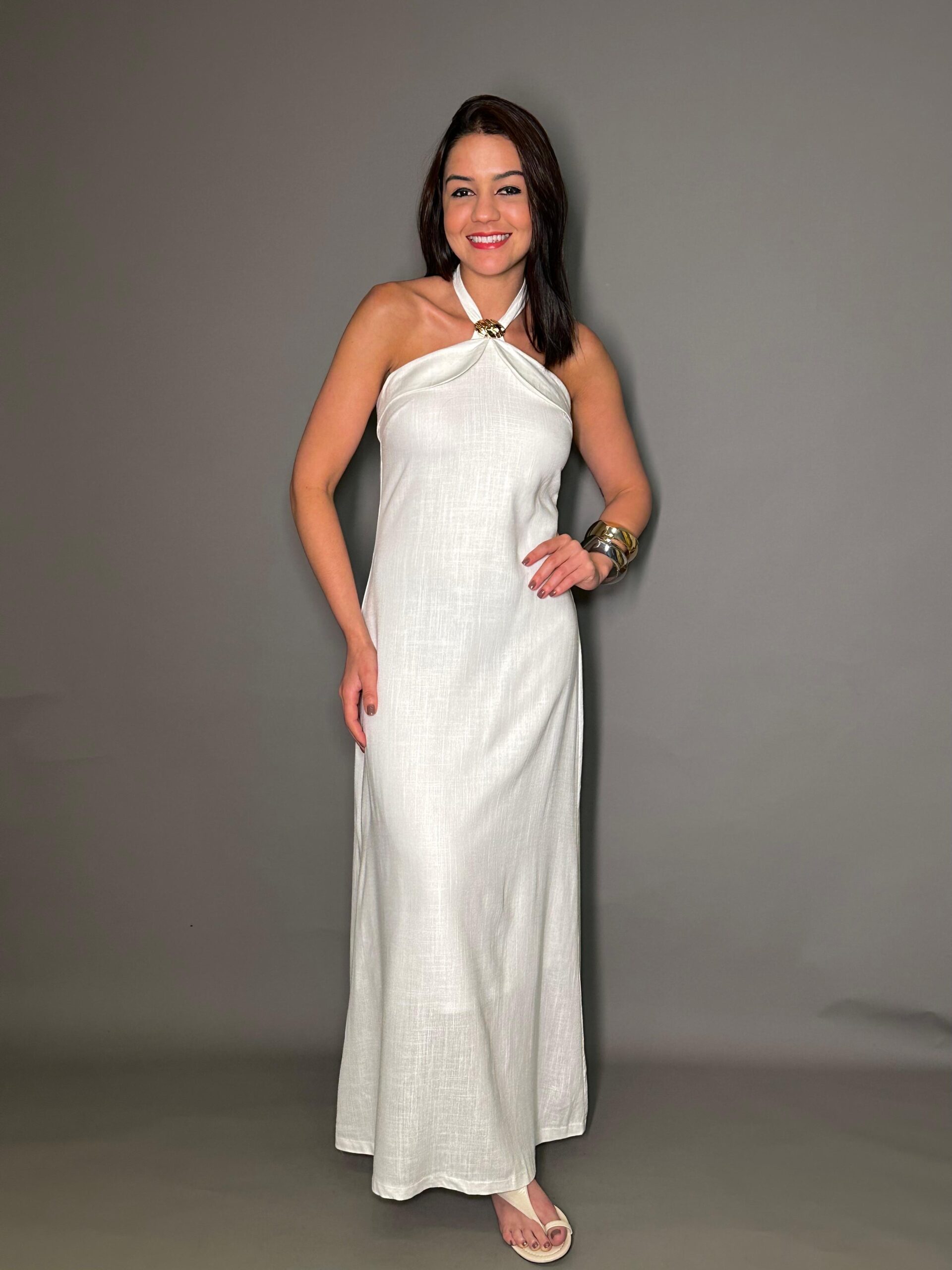 VESTIDO LINEN HALTER AMARRAÇÃO - Imagem 3