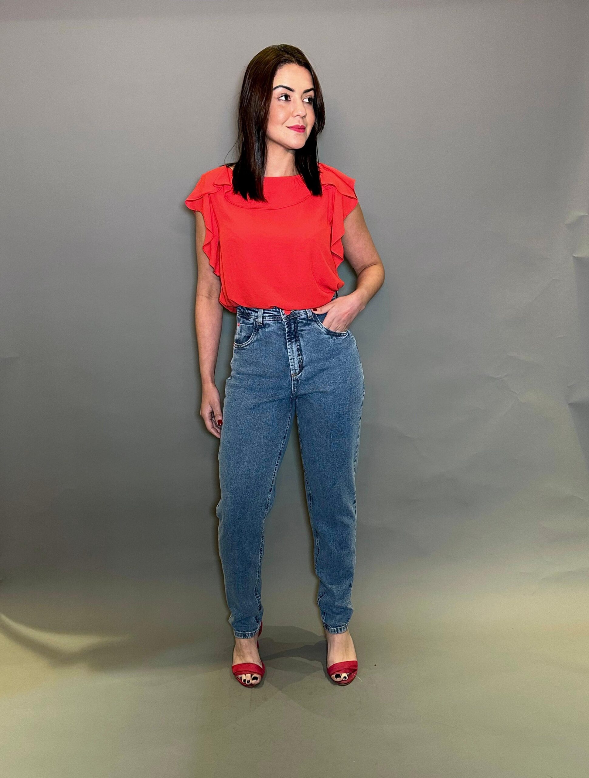 CALÇA JEANS RETA