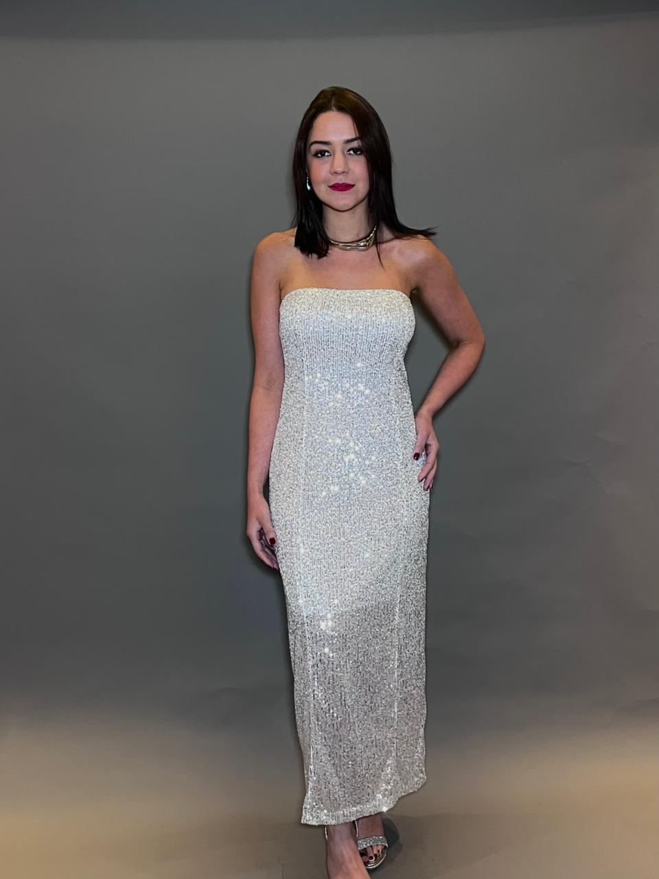 VESTIDO STRAPLESS PAETÊ