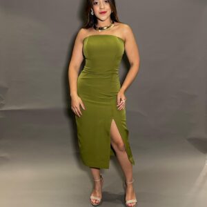 VESTIDO STRAPLESS FENDA